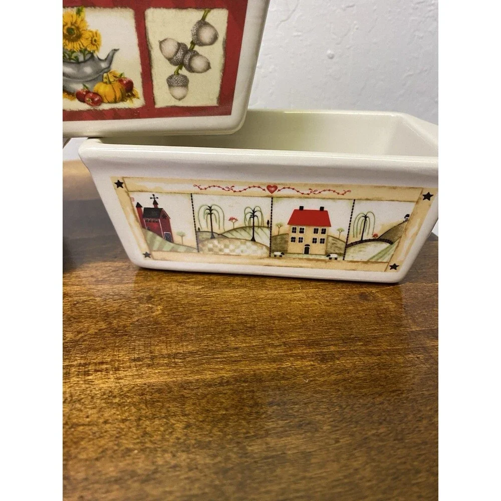 Nantucket Ceramic Mini Loaf Pans Fall Autumn Harvest Set of 3